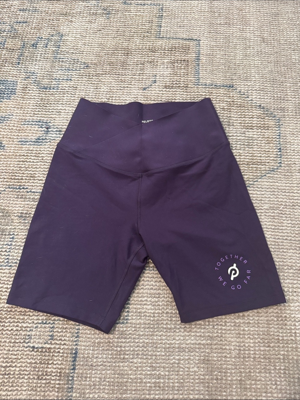 Peloton Dark Purple High-Rise Bike Shorts with Logo